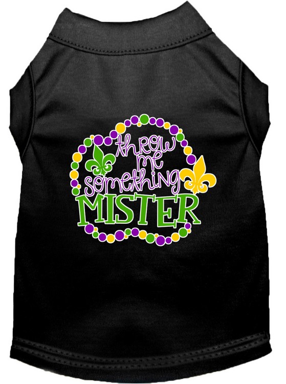 Throw me Something Screen Print Mardi Gras Dog Shirt Black Lg